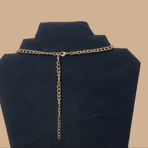 Goldtone Necklace with Flowers and Rhinestones - Picture 4 of 4